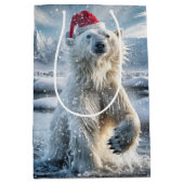 Beer van kerstpootvis in sneeuwvlokken medium cadeauzakje (Voorkant)