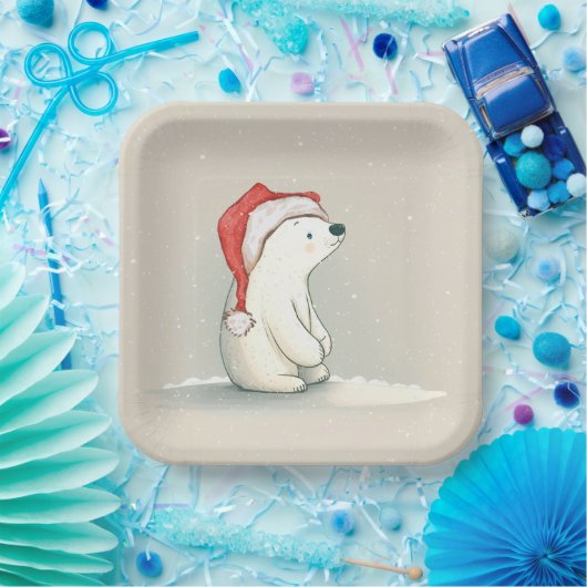 Beer van kerstpootvis in sneeuwvlokken papieren bordje (Feest)