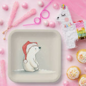 Beer van kerstpootvis in sneeuwvlokken papieren bordje (Feest)