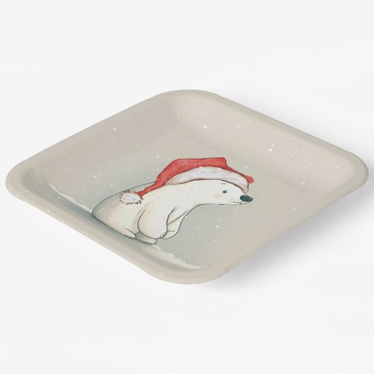 Beer van kerstpootvis in sneeuwvlokken papieren bordje (Gebogen)