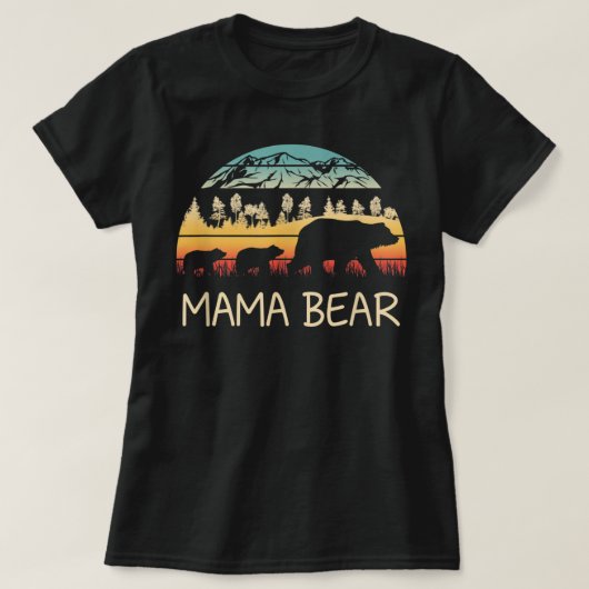 Beer van mama met 2 Cubs Retro Mountains Moederdag T-shirt (Design voorkant)