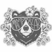 Beer van mama, omringd door vlinders en bloemen sticker (Voorkant)