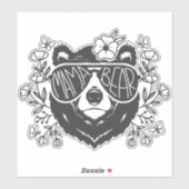 Beer van mama, omringd door vlinders en bloemen sticker (Vel)