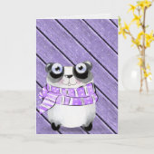 beer van panda op paars hout kaart (Gele Bloem)