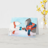 Beer van polair en gorilla-kerstkaart kaart (Gele Bloem)