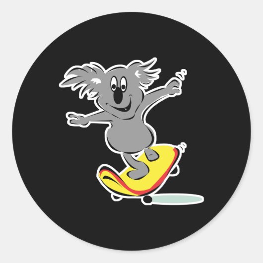 beer van skateboarden in koala ronde sticker (Voorkant)