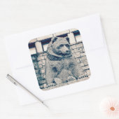 Beer van steen vierkante sticker (Envelop)