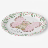Beer van vlinderroze Baby | Papieren Borden Papieren Bordje (Gekanteld)