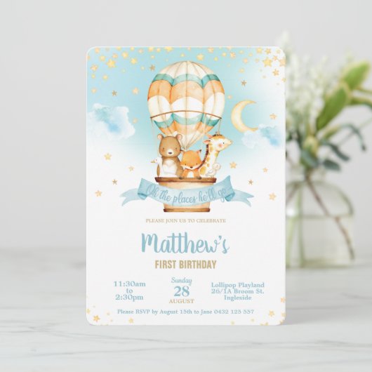 Beer van warme luchtballon op zaterdag van het fee kaart (Staand voorkant)