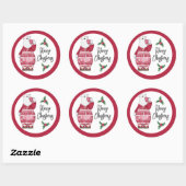 Beer van winterpolair in pyjama met cacao ronde sticker (Vel)