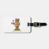 Beer verkleed als hommel met bloemen bagagelabel (Voorkant horizontaal)