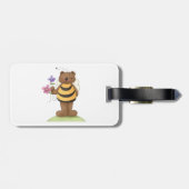 Beer verkleed als hommel met bloemen bagagelabel (Achterkant horizontaal)