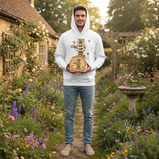 Beer verkleed als hommel met bloemen hoodie