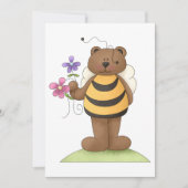 Beer verkleed als hommel met bloemen kaart (Voorkant)