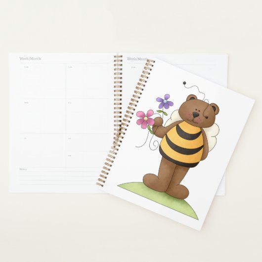 Beer verkleed als hommel met bloemen planner (Display)