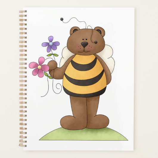 Beer verkleed als hommel met bloemen planner (Voorkant)