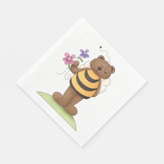 Beer verkleed als hommel met bloemen servet (Hoek)