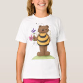 Beer verkleed als hommel met bloemen t-shirt (Voorkant)