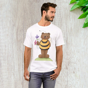 Beer verkleed als hommel met bloemen t-shirt