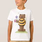 Beer verkleed als hommel met bloemen t-shirt (Voorkant)