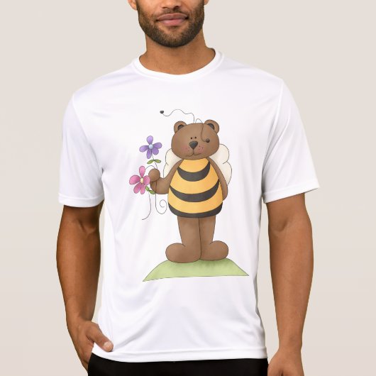 Beer verkleed als hommel met bloemen t-shirt (Voorkant)