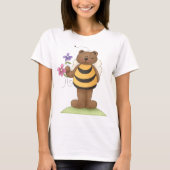 Beer verkleed als hommel met bloemen t-shirt (Voorkant)