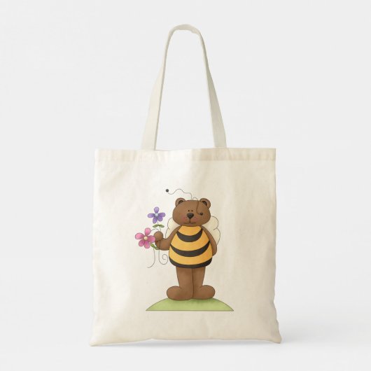 Beer verkleed als hommel met bloemen tote bag (Achterkant)