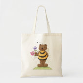 Beer verkleed als hommel met bloemen tote bag (Voorkant)