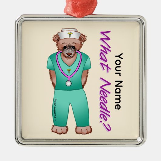 Beer Verpleegkundige Metalen Ornament (Voorkant)