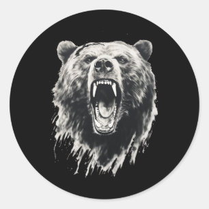 Beer Vintage Boze Grizzlybeer Wandeltocht Camping Ronde Sticker