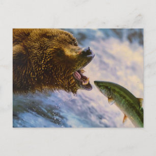 BEER VIS WILD DIER POSTCROSSING BRIEFKAART