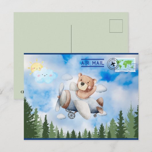 Beer vliegend Briefkaart (Voorkant / Achterkant)