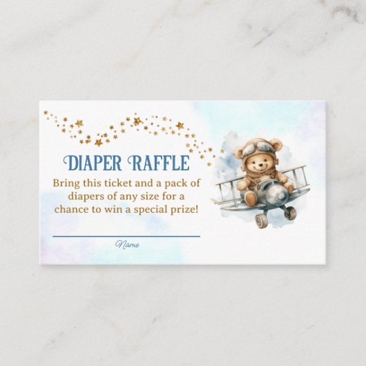 Beer Vliegtuig Baby shower Luier Raffle Tickets Informatiekaartje (Voorkant)