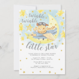 Beer Vliegtuig Gold Twinkle Little Star Baby showe Kaart
