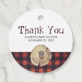 Beer Voetafdruk Lumberjack Baby shower Dank u Bedankjes Labels