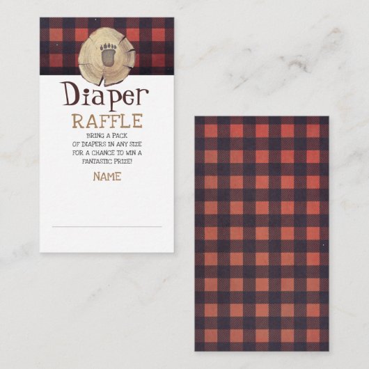 Beer Voetprint Lumberjack Luier Raffle Ticket Informatiekaartje (Voorkant / Achterkant)