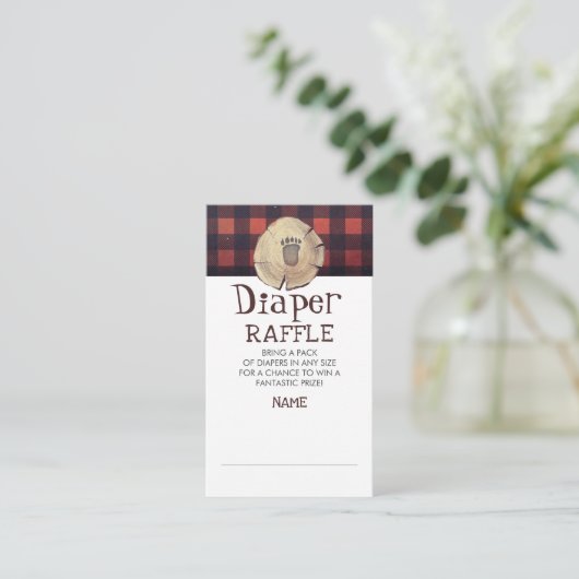 Beer Voetprint Lumberjack Luier Raffle Ticket Informatiekaartje (Staand voorkant)