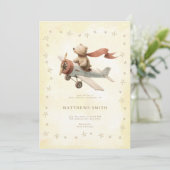 Beer voor babyshower vliegtuig uitnodiging (Staand voorkant)