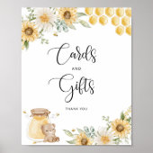 Beer voor bijenhoning, zonnebloemkaarten en cadeau poster (Voorkant)