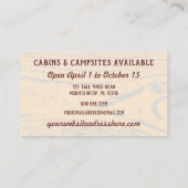 Beer voor Campground Cabin Rental Rustic look Pset Visitekaartje (Achterkant)