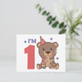 Beer voor de eerste verjaardag voor kinderen 1 jaa briefkaart (Staand voorkant)