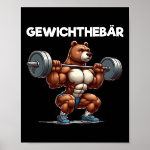 Beer voor gewichtheffen poster