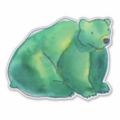 Beer voor groene Schattigee Waterverf Sticker (Voorkant)