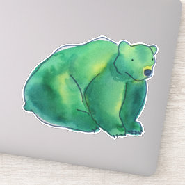 Beer voor groene Schattigee Waterverf Sticker