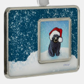 Beer voor kerstmis verzilverd omlijst ornament (Rechts)