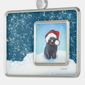 Beer voor kerstmis verzilverd omlijst ornament (Links)