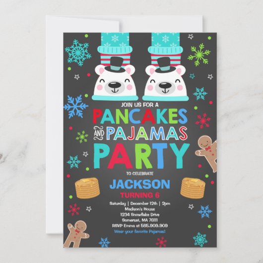 Beer voor kerstpannenkoeken en pyjama's kaart (Voorkant)