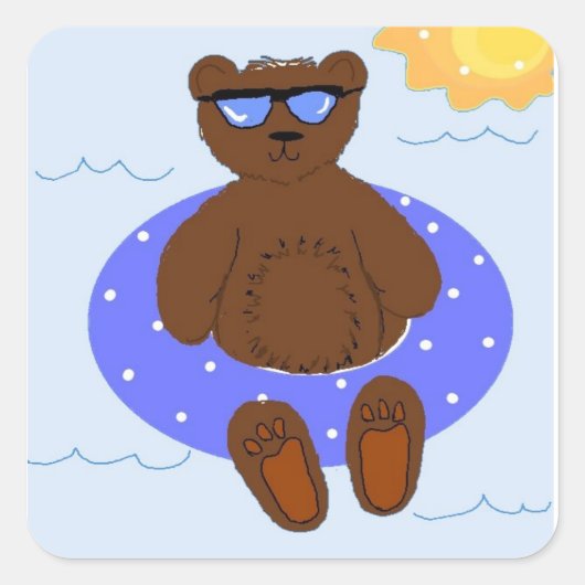 Beer voor Poolparty Vierkante Sticker (Voorkant)