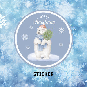 Beer voor pretkerst met kerst ronde sticker