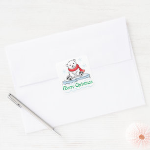 Beer voor pretkerstpolaire kerst vierkante sticker